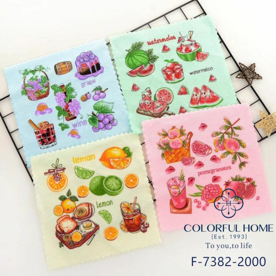 Серветка із мікрофібри 30х30 з малюнком Фрукти Colorful 7382 F