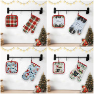 Набор кухонный с новогодним рисунком прихватка + варежка Colorful арт. 038-9