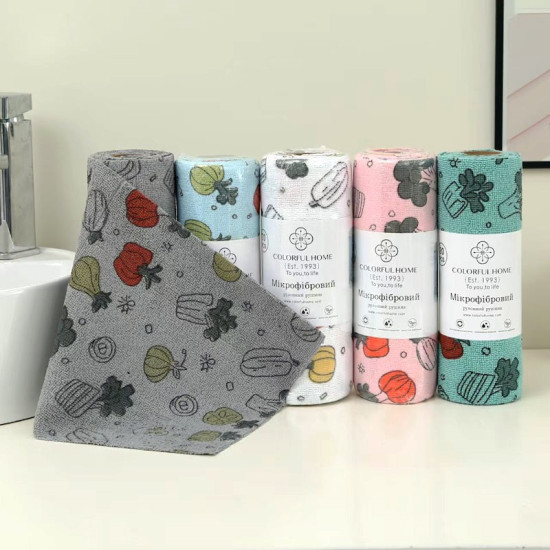 Серветка із мікрофібри багаторазова в рулоні 25х25 см Colorful арт. 507-70