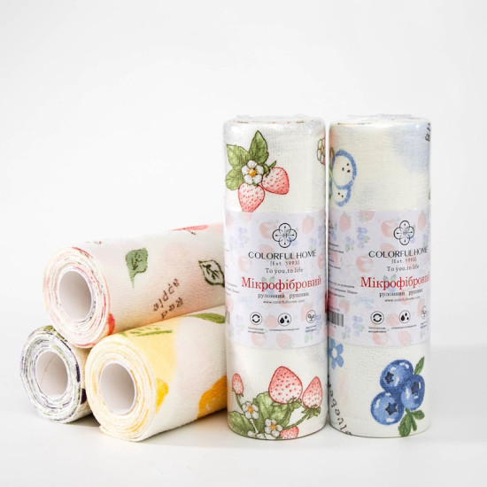 Салфетка из микрофибры многоразовая в рулоне 25х25 см Colorful арт. 515-17